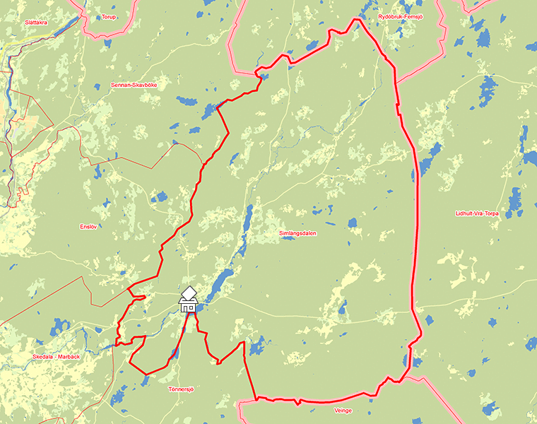 Karta över Simlångsdalen