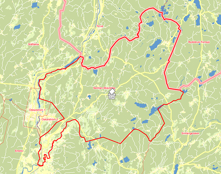 Karta över Sennan-Skavböke