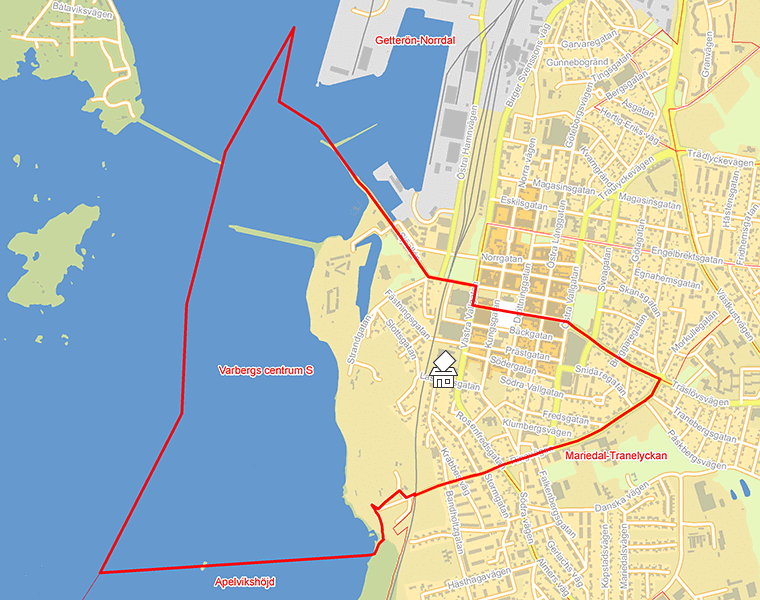 Karta över Varbergs centrum S