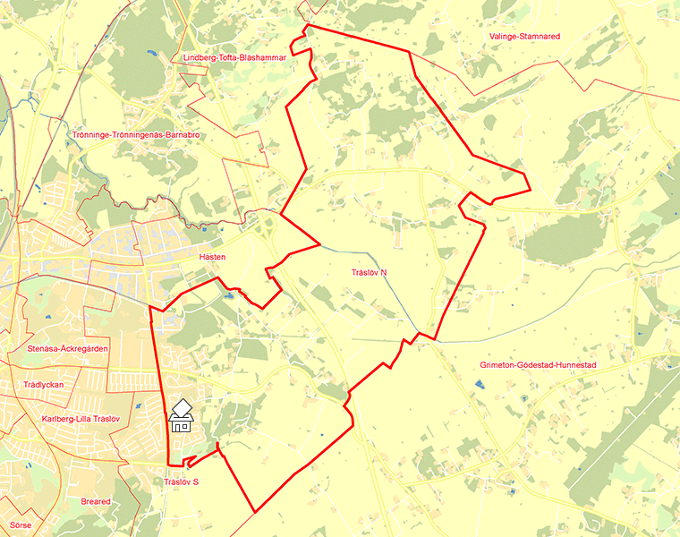 Karta över Träslöv N