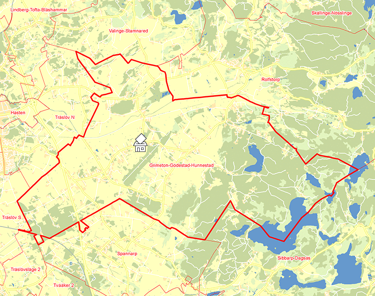 Karta över Grimeton-Gödestad-Hunnestad