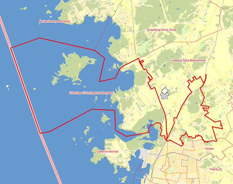 Karta över Trönninge-Trönningenäs-Barnabro
