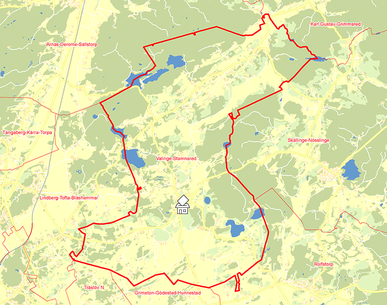 Karta över Valinge-Stamnared