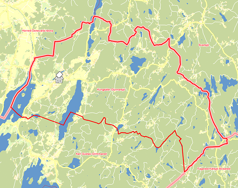 Karta över Kungsäter-Gunnarsjö