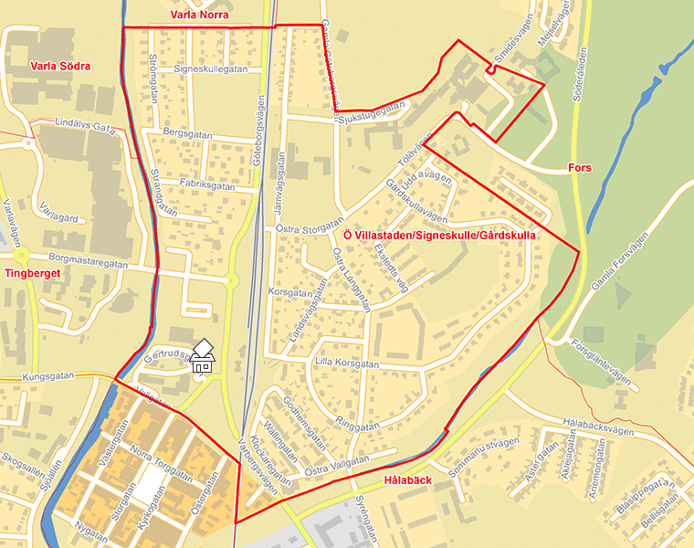 Karta över Ö Villastaden/Signeskulle/Gårdskulla