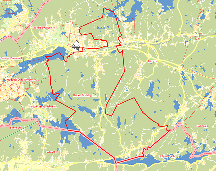 Karta över Backa-Eskilsby m.fl.