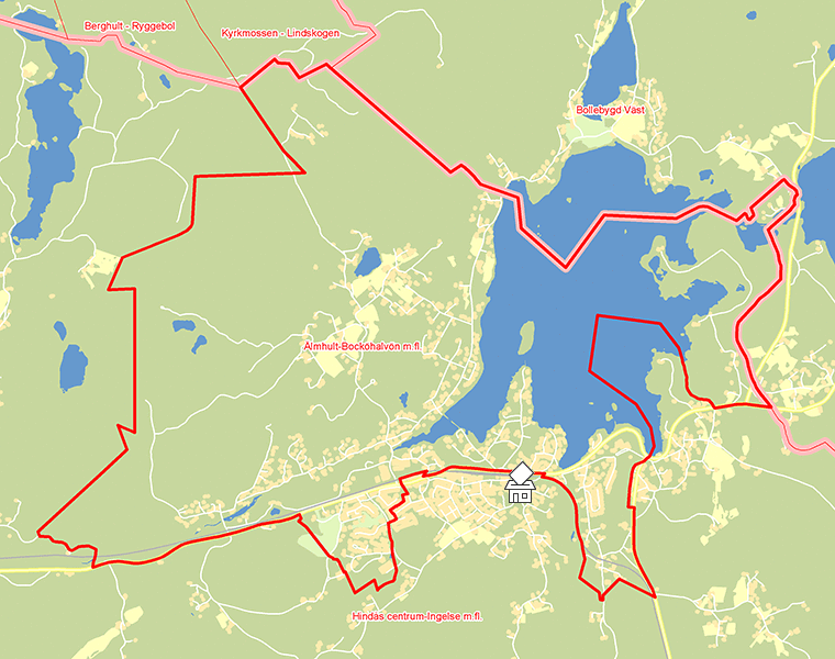 Karta över Älmhult-Bocköhalvön m.fl.