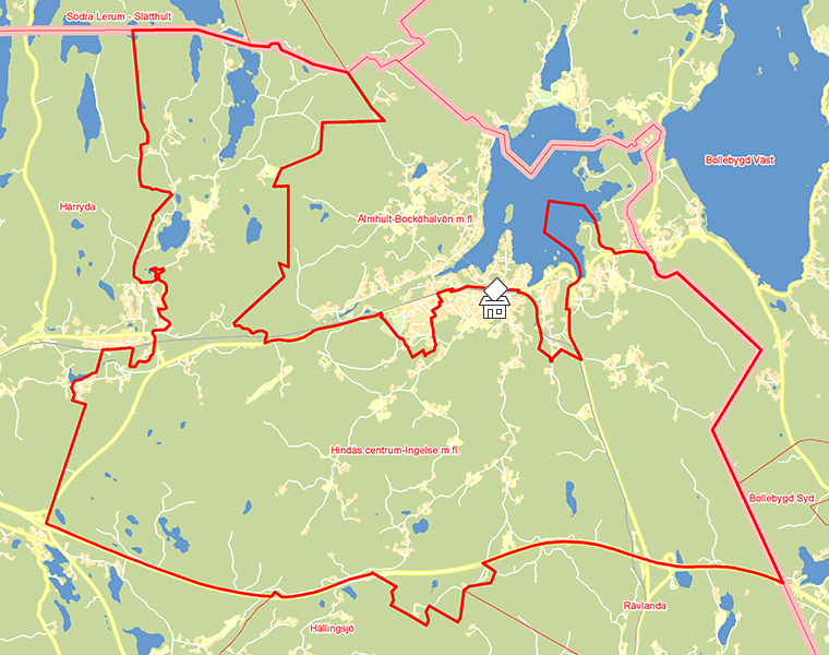Karta över Hindås centrum-Ingelse m.fl.
