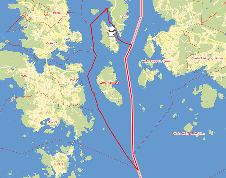 Karta över Grötö-Kalvsund