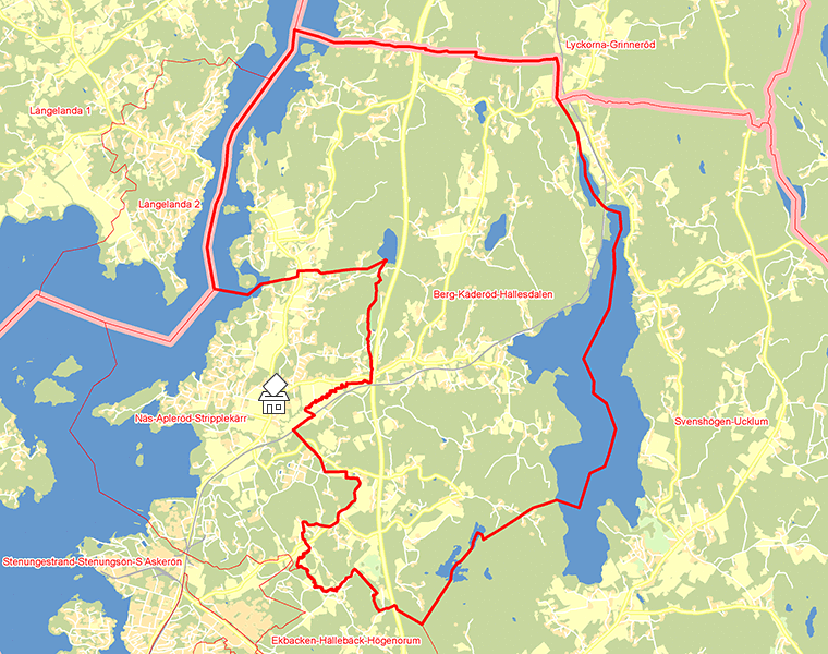 Karta över Berg-Käderöd-Hällesdalen