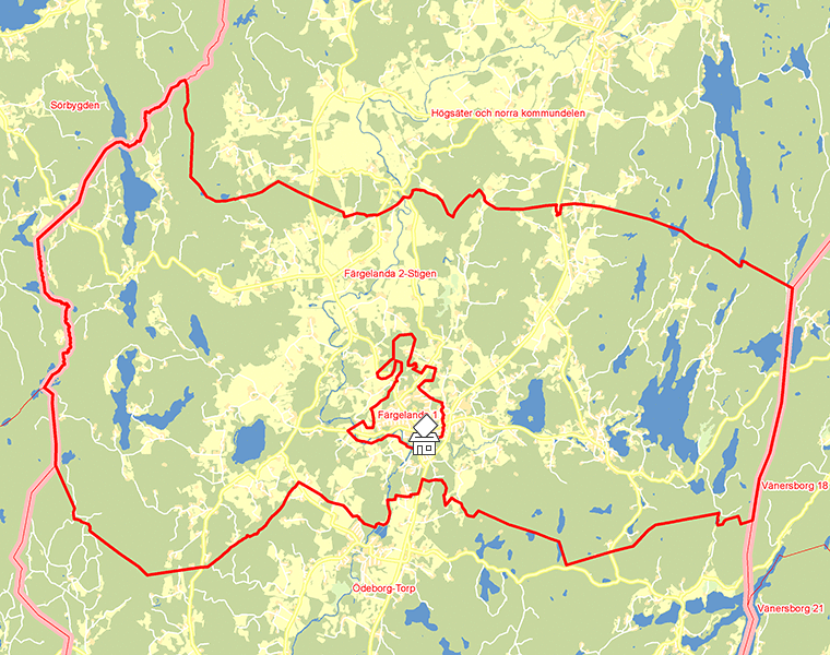 Karta över Färgelanda 2-Stigen