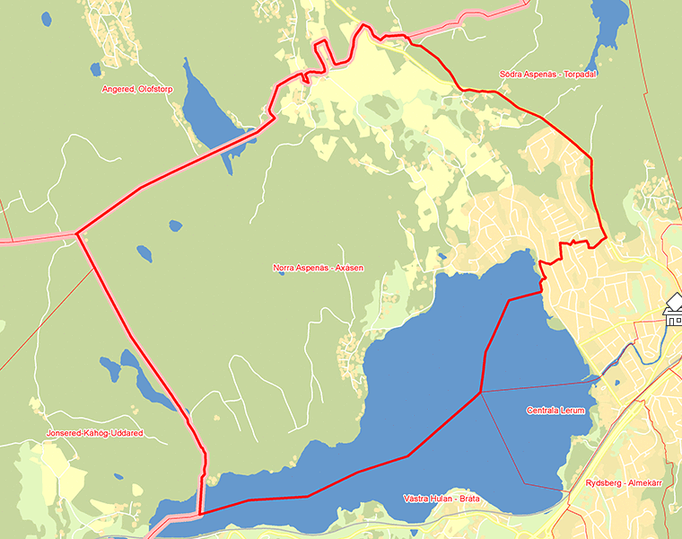 Karta över Norra Aspenäs - Axåsen