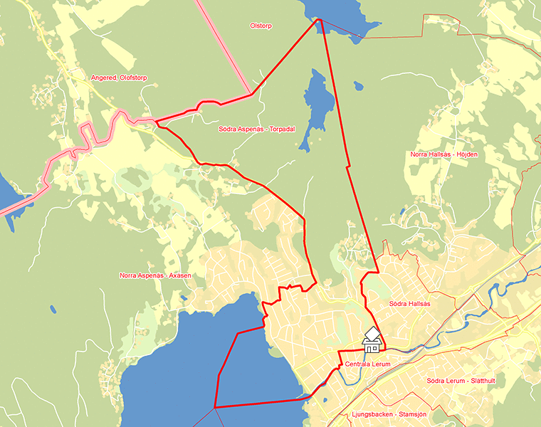 Karta över Södra Aspenäs - Torpadal