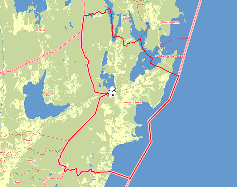 Karta över Mölltorp - Brevik