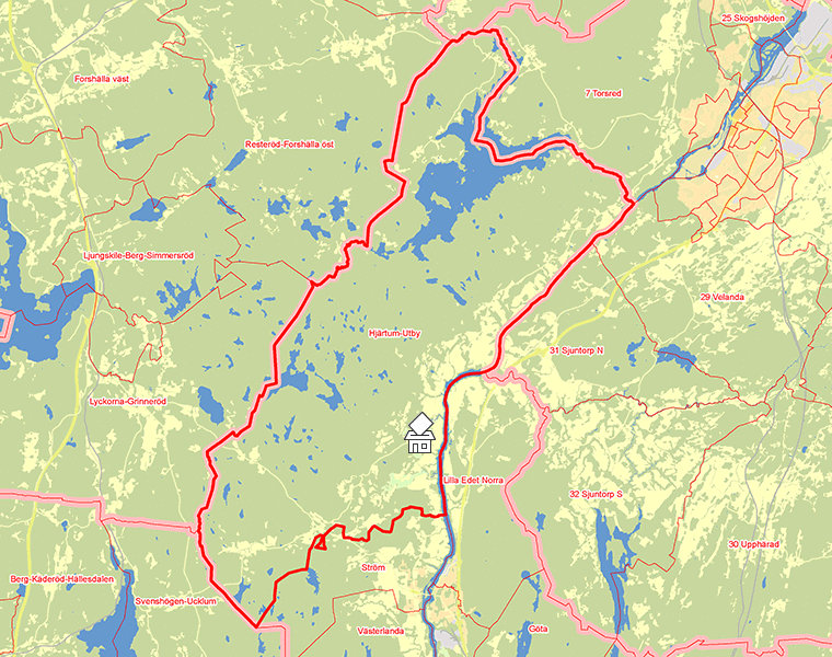 Karta över Hjärtum-Utby