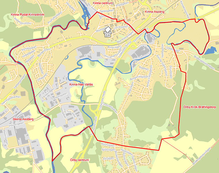 Karta över Kinna-Näs-Vallås