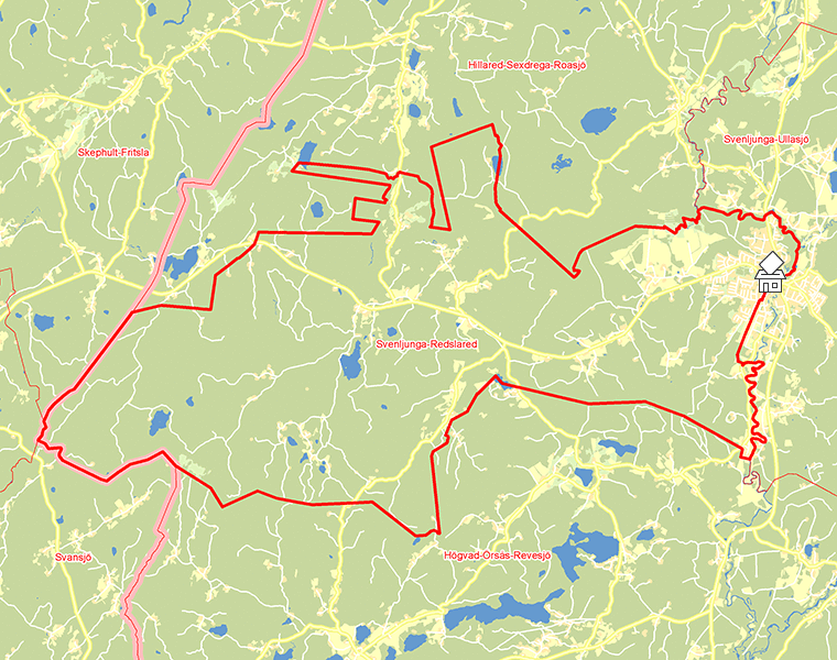 Karta över Svenljunga-Redslared