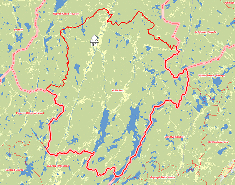 Karta över Kindaholm
