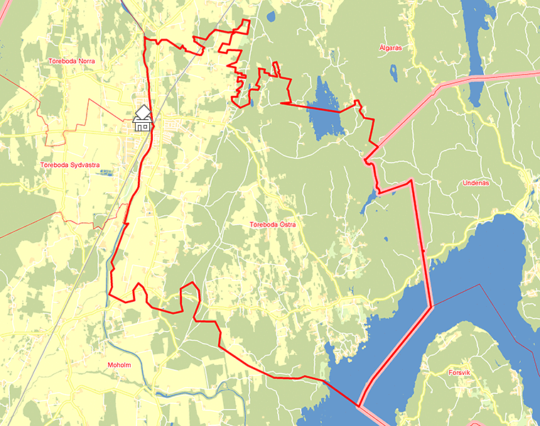 Karta över Töreboda Östra