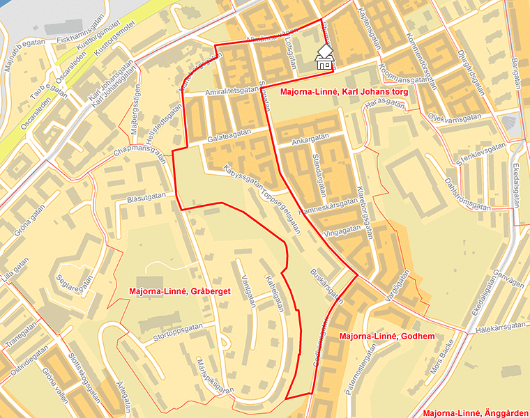 Karta över Majorna-Linné, Marieberg