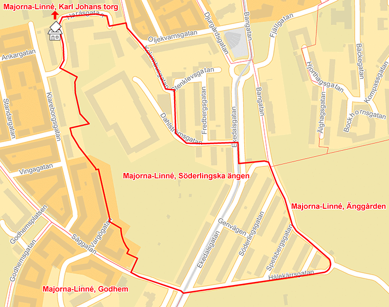 Karta över Majorna-Linné, Söderlingska ängen