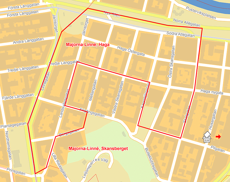 Karta över Majorna-Linné, Haga