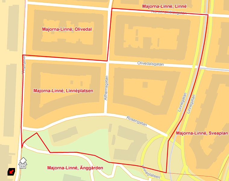 Karta över Majorna-Linné, Linnéplatsen