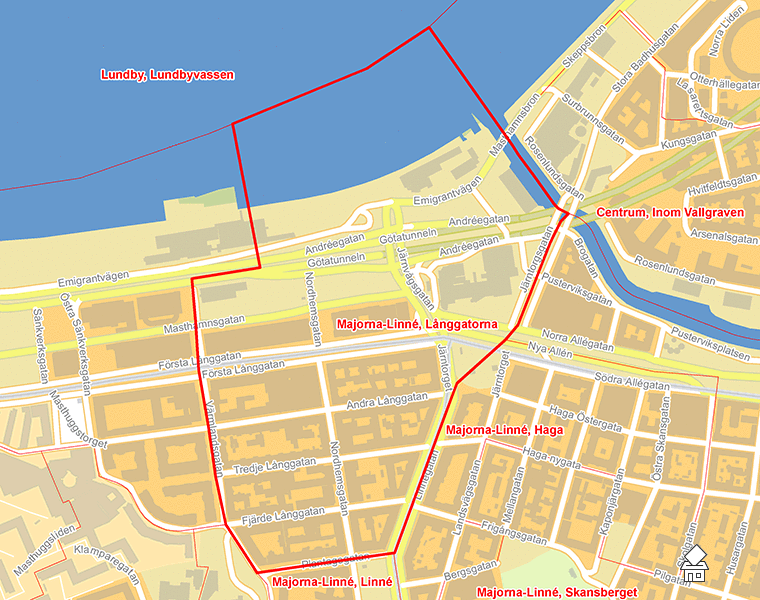 Karta över Majorna-Linné, Långgatorna