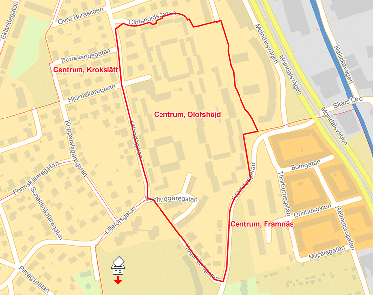 Karta över Centrum, Olofshöjd