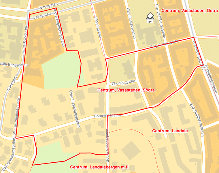 Karta över Centrum, Vasastaden, Södra