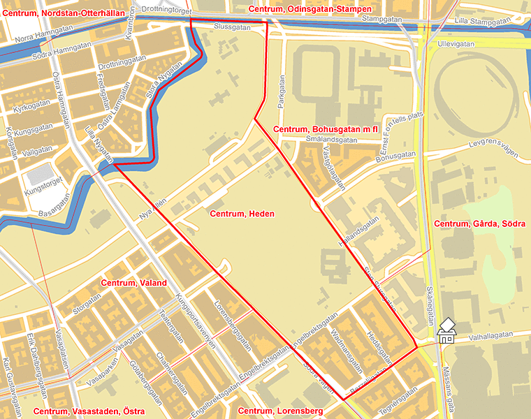 Karta över Centrum, Heden