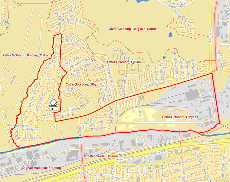 Karta över Östra Göteborg, Utbynäs