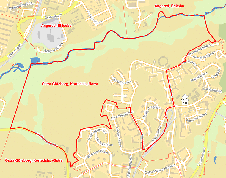 Karta över Östra Göteborg, Kortedala, Norra