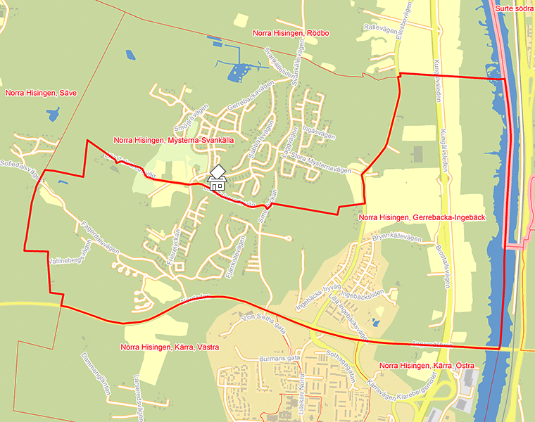 Karta över Norra Hisingen, Gerrebacka-Ingebäck