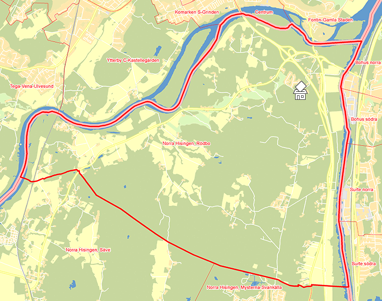 Karta över Norra Hisingen, Rödbo