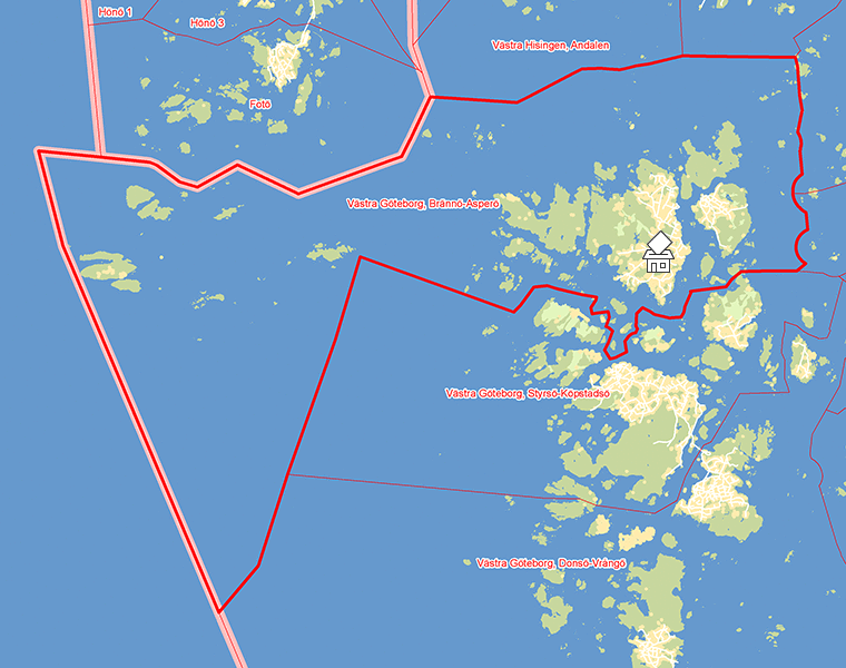 Karta över Västra Göteborg, Brännö-Asperö