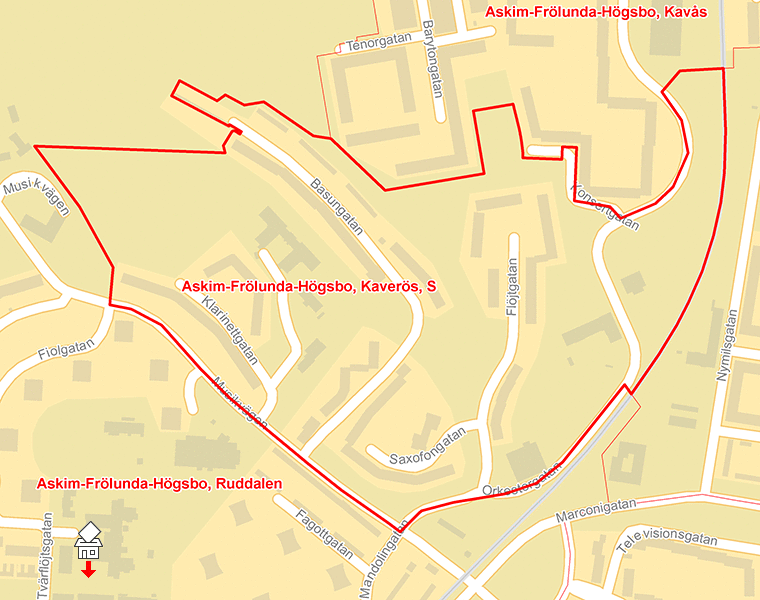 Karta över Askim-Frölunda-Högsbo, Kaverös, S