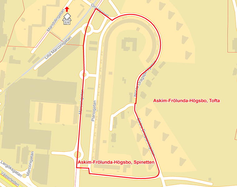 Karta över Askim-Frölunda-Högsbo, Spinetten