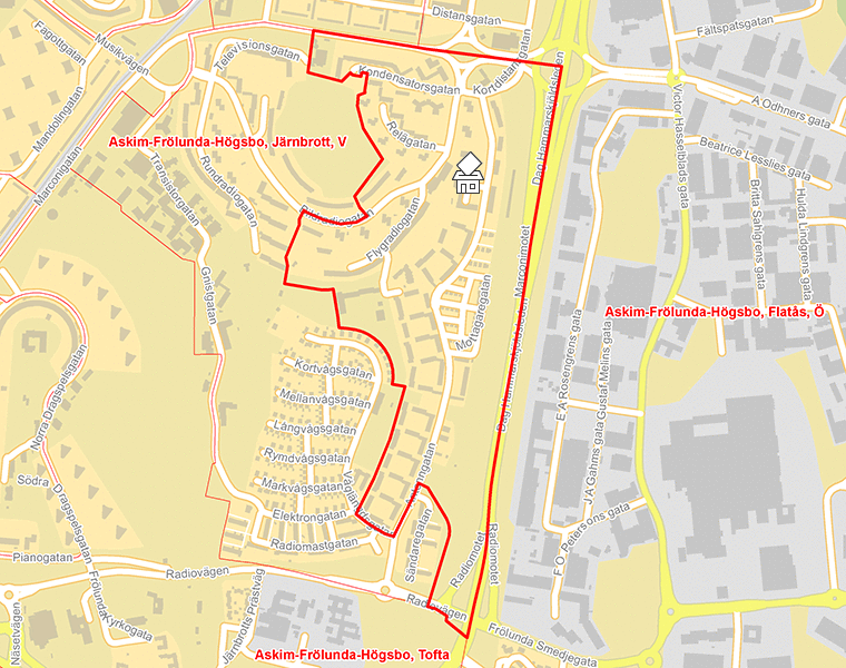 Karta över Askim-Frölunda-Högsbo, Järnbrott, Ö