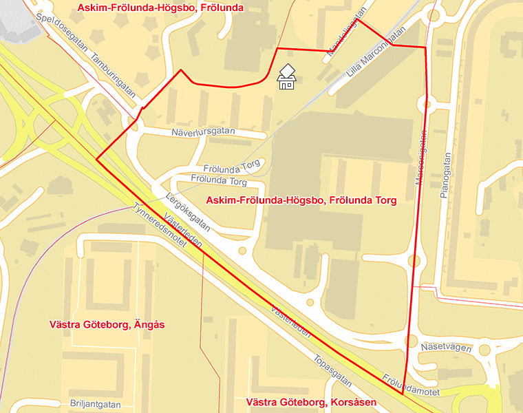 Karta över Askim-Frölunda-Högsbo, Frölunda Torg