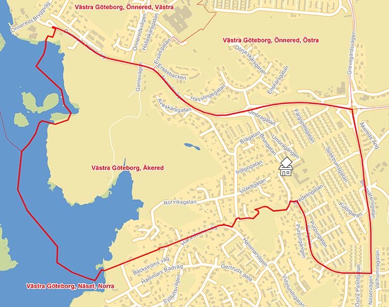 Karta över Västra Göteborg, Åkered