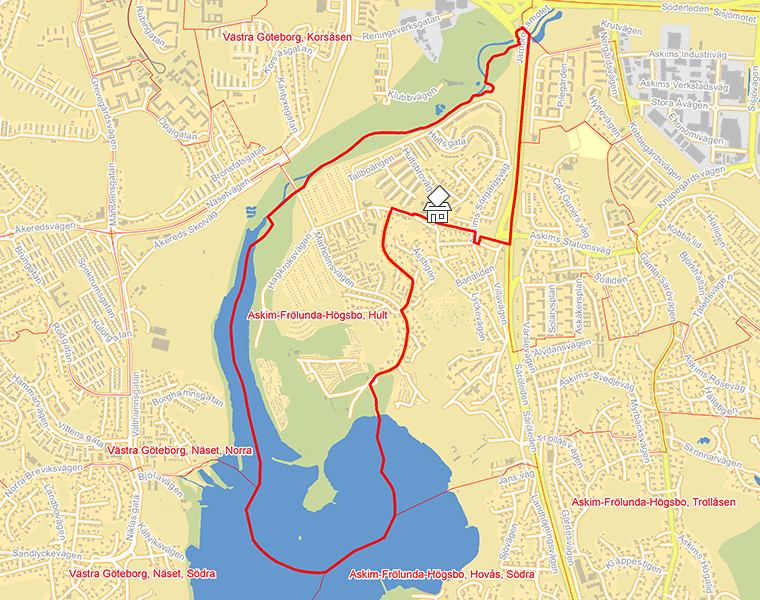 Karta över Askim-Frölunda-Högsbo, Hult