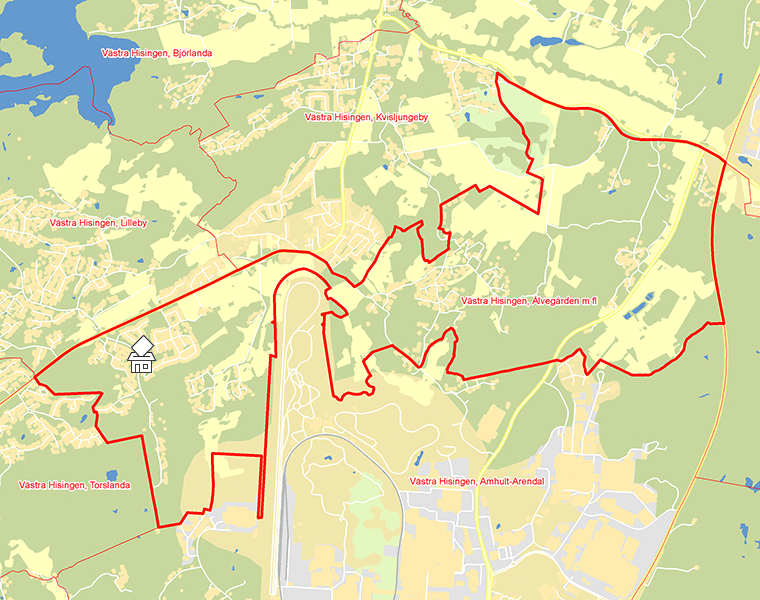 Karta över Västra Hisingen, Älvegården m fl