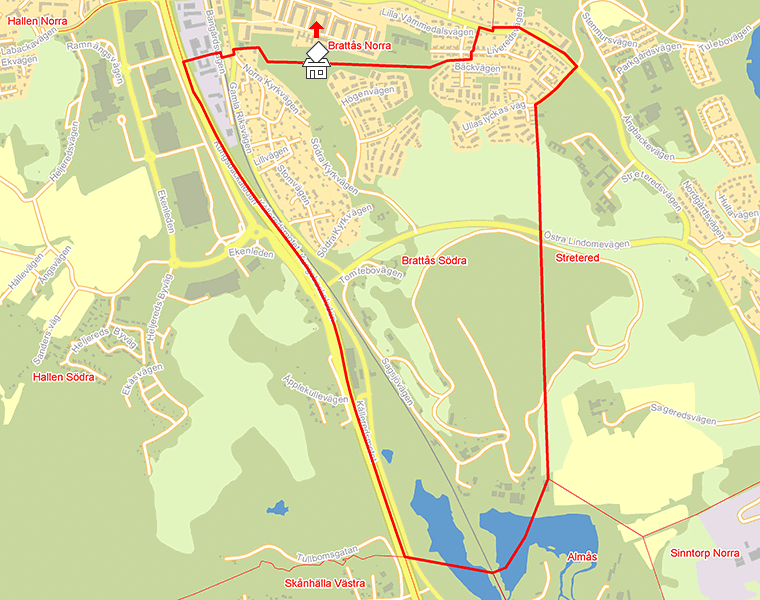 Karta över Brattås Södra