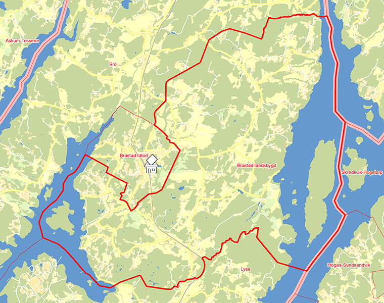 Karta över Brastad landsbygd