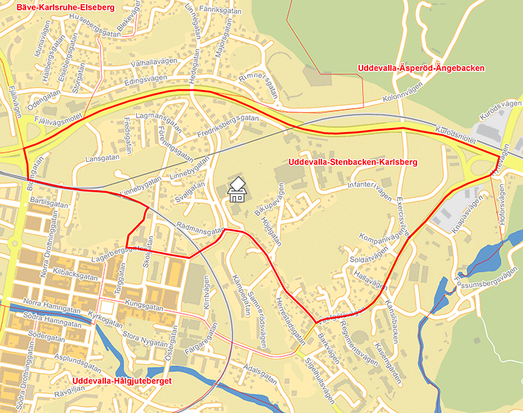 Karta över Uddevalla-Stenbacken-Karlsberg