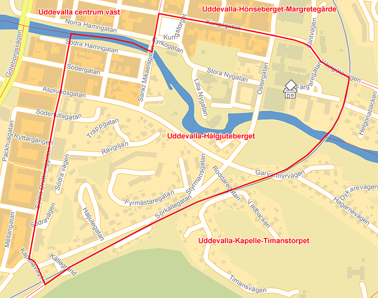 Karta över Uddevalla-Hålgjuteberget