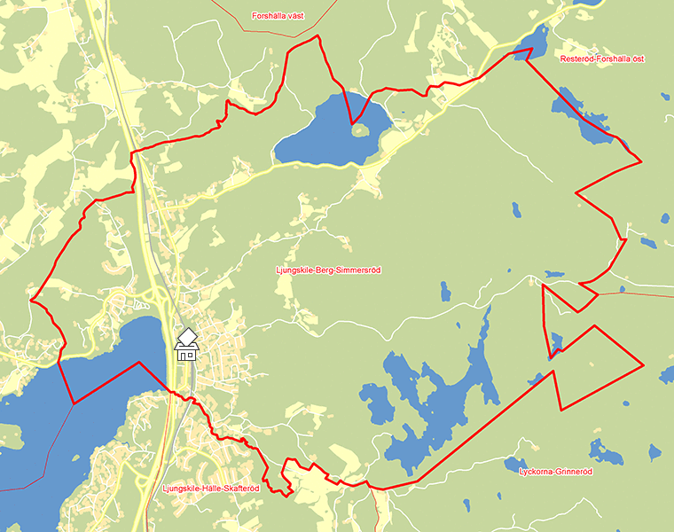 Karta över Ljungskile-Berg-Simmersröd