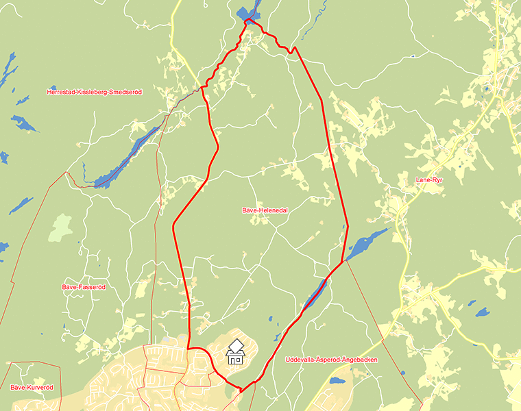 Karta över Bäve-Helenedal