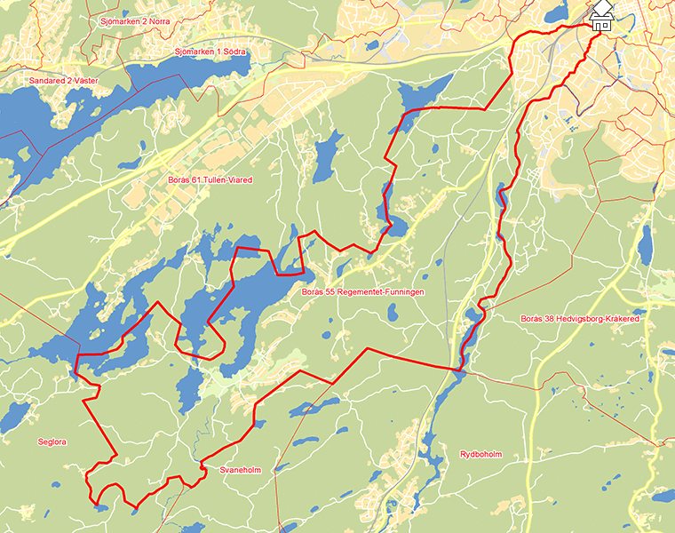 Karta över Borås 55 Regementet-Funningen